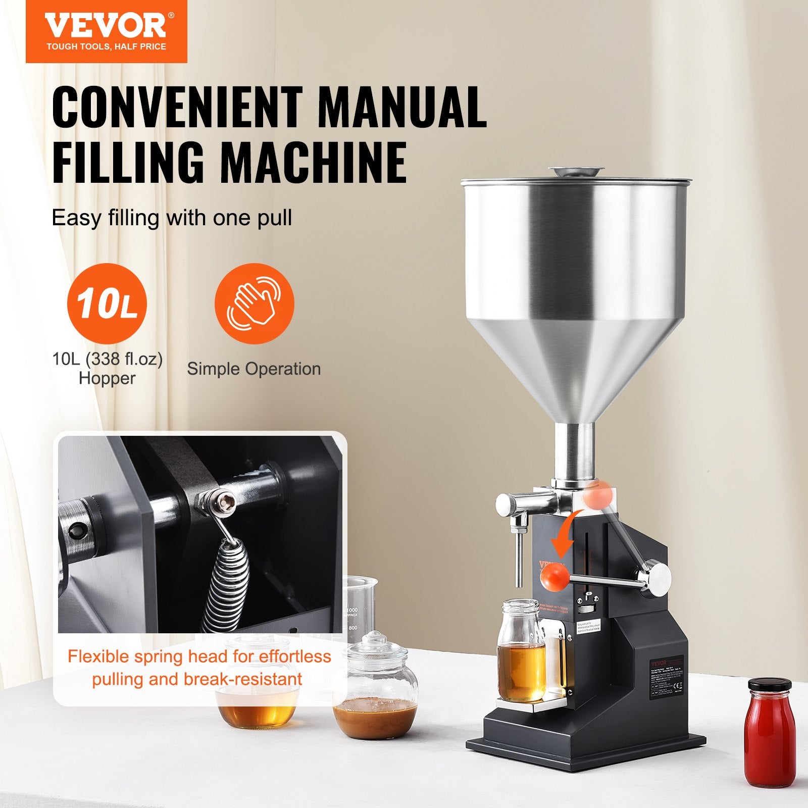 5–50 Ml Abfüllmaschine Manuell Flüssigkeitsabfüllmaschine Aus Lebensmittelechtem Edelstahl 304 Silikon PTFE Filling Machine Inkl. Zwei Düsen 4 Mm / 8 Mm Ideal Zum Abfüllen Von Honig Öl Essenz