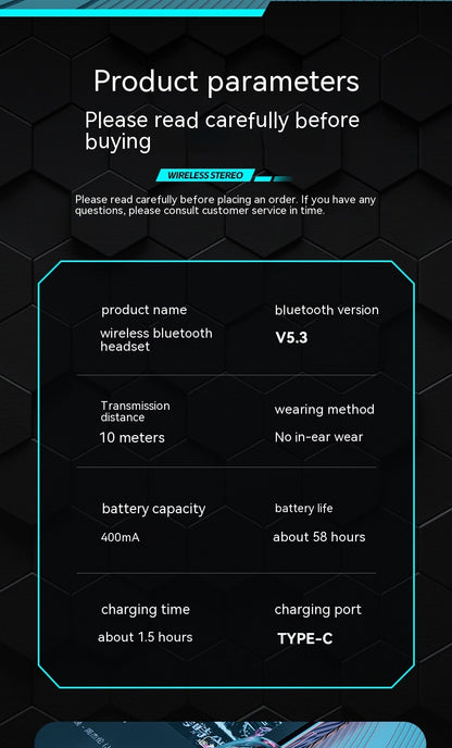 Wireless Non-entry Clip-on Digital Display Noise-reduction Bluetooth Headset