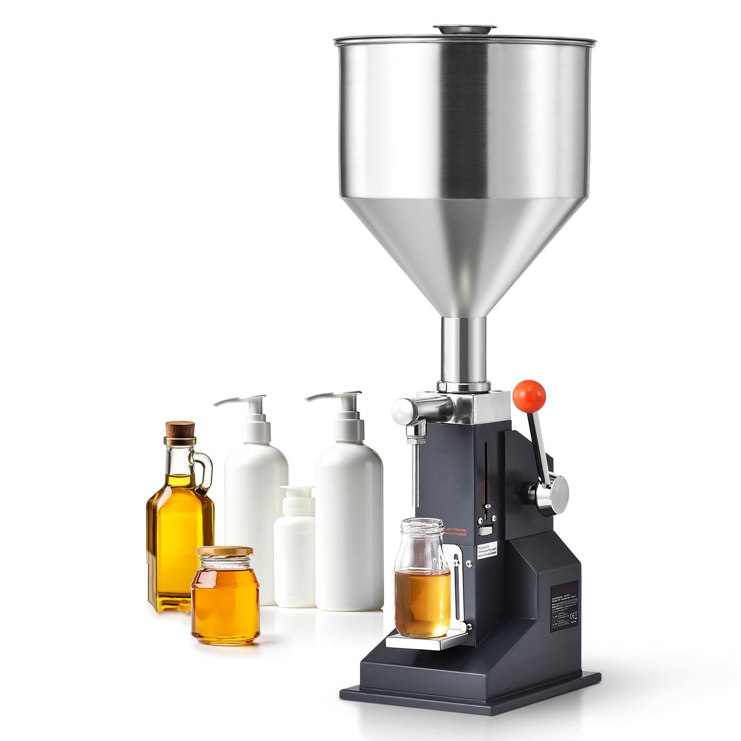 5–50 Ml Abfüllmaschine Manuell Flüssigkeitsabfüllmaschine Aus Lebensmittelechtem Edelstahl 304 Silikon PTFE Filling Machine Inkl. Zwei Düsen 4 Mm / 8 Mm Ideal Zum Abfüllen Von Honig Öl Essenz