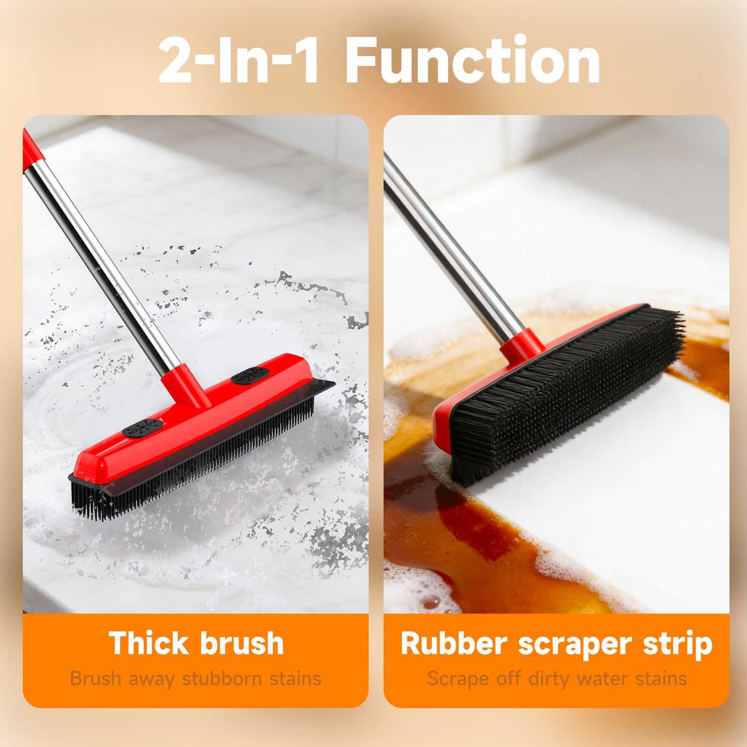 Pet Carpet Hair Removal Broom 2-in-1 Hair Remover &amp; Squeegee For Carpets Easy To Use Versatile Cleaning Tool For Pet Owners - Shedding Grooming Kit