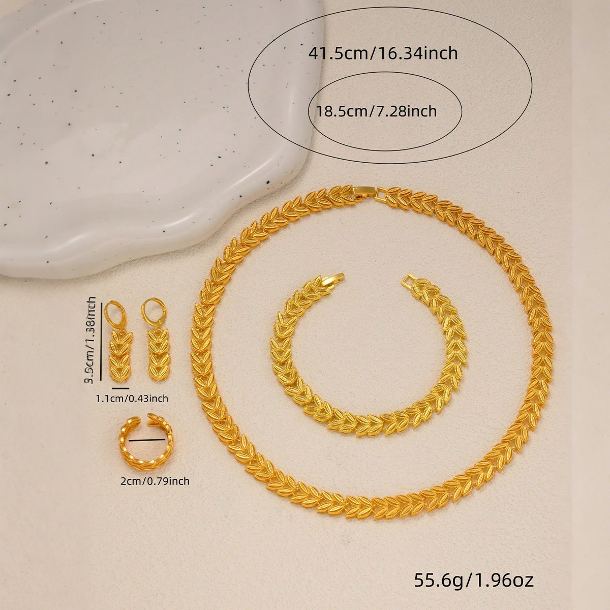5pcs Retro Elegant 18k Gold Maple Leaf Women&
