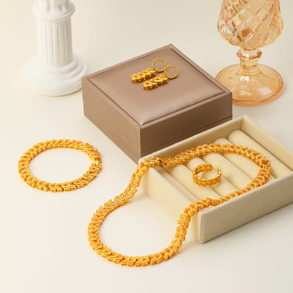 5pcs Retro Elegant 18k Gold Maple Leaf Women&