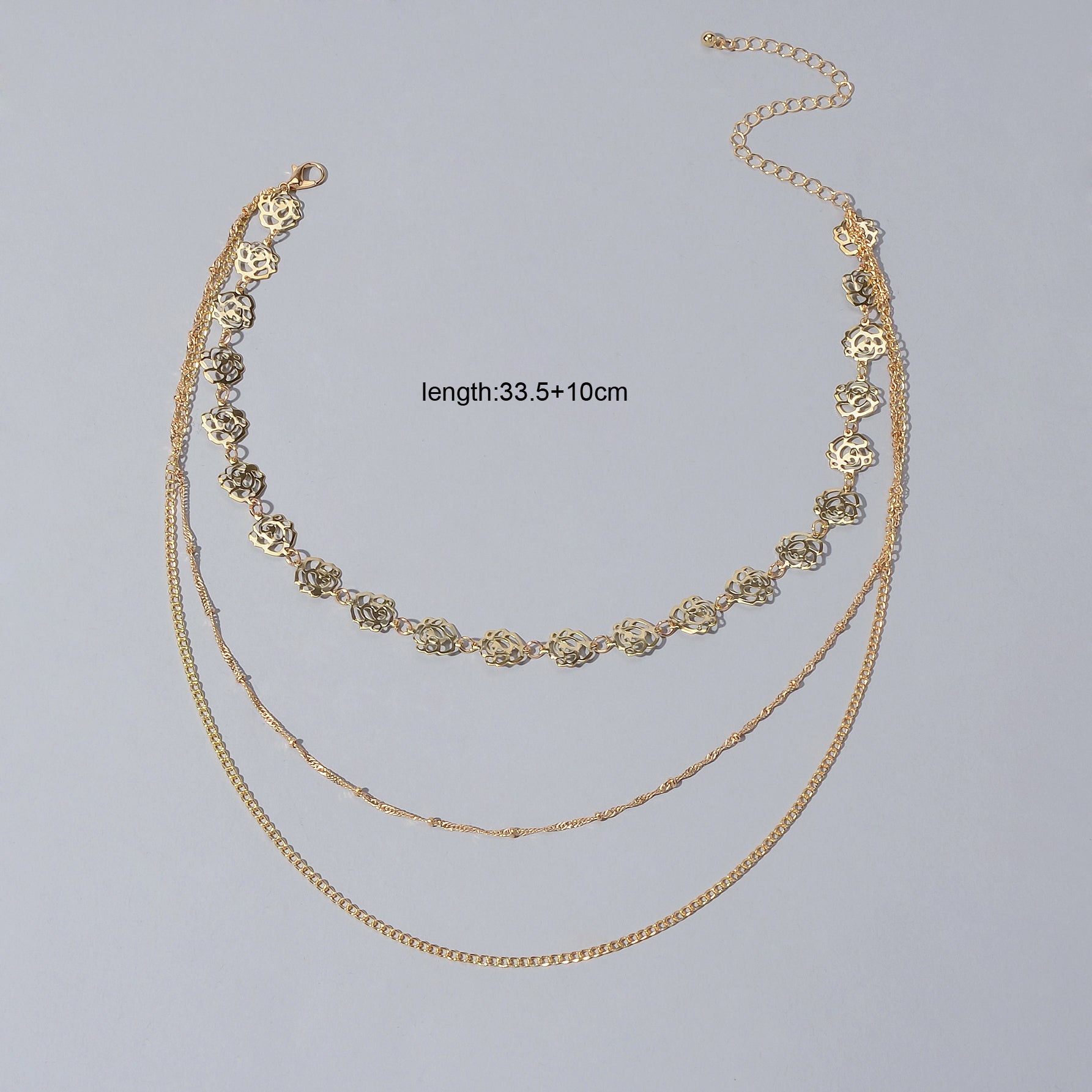 Multi-layer Gold Chain Flower Collar Necklace Ladies Fashion Party Accessories-1