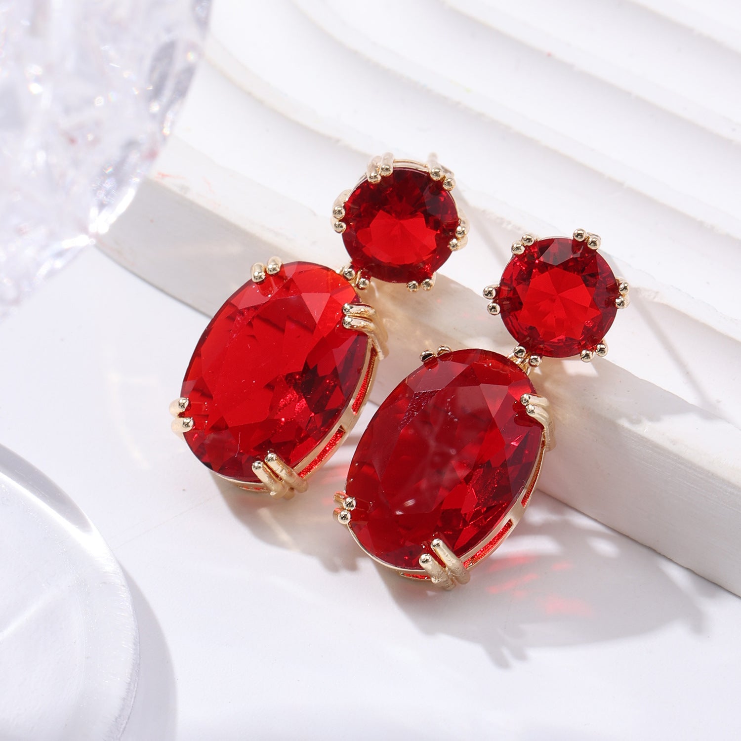 Ins Drop-shaped Rhinestones Earrings Creative Personality Alloy Oval Earrings