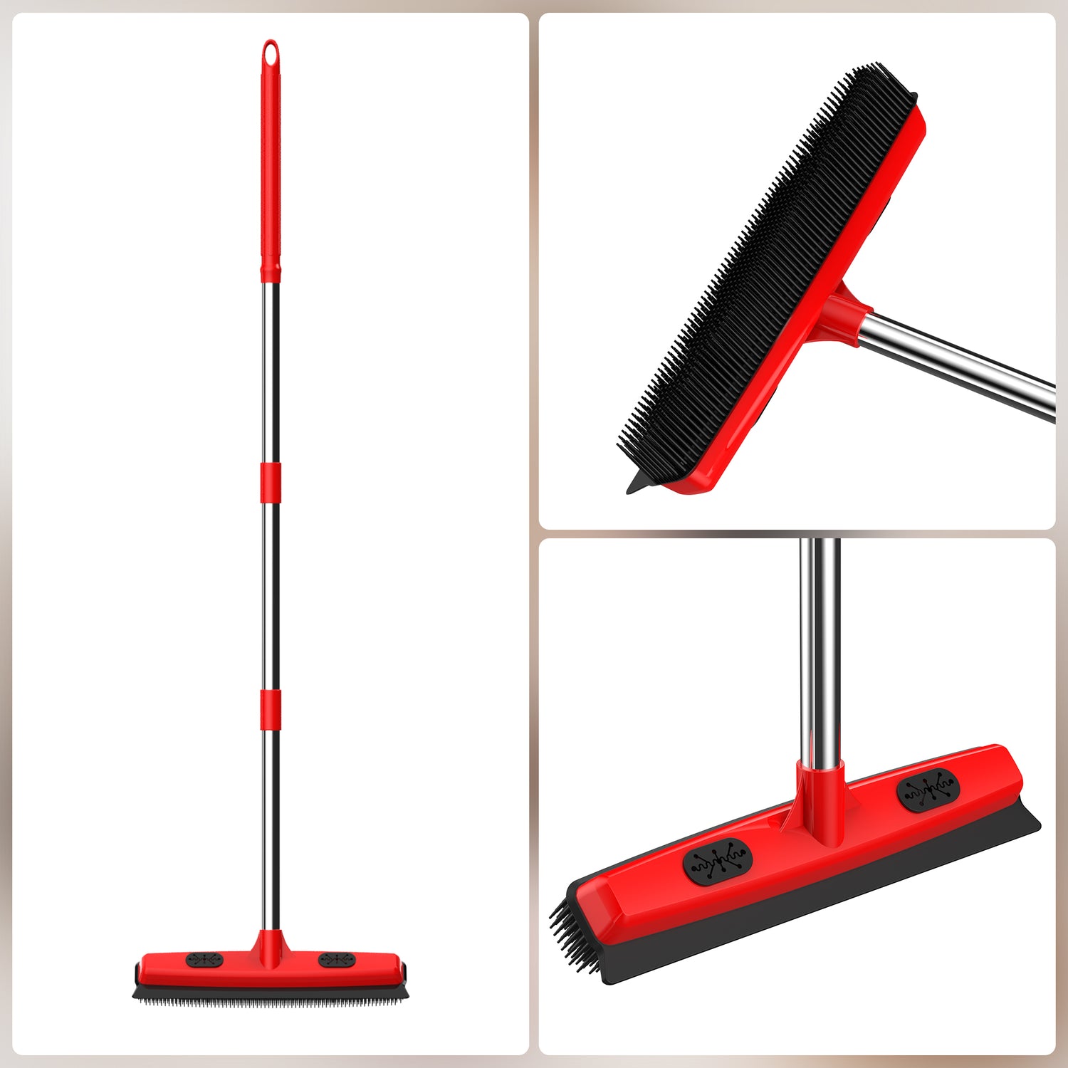 Pet Carpet Hair Removal Broom 2-in-1 Hair Remover &amp; Squeegee For Carpets Easy To Use Versatile Cleaning Tool For Pet Owners - Shedding Grooming Kit